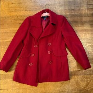 New York & Company Vibrant Red Pea Coat